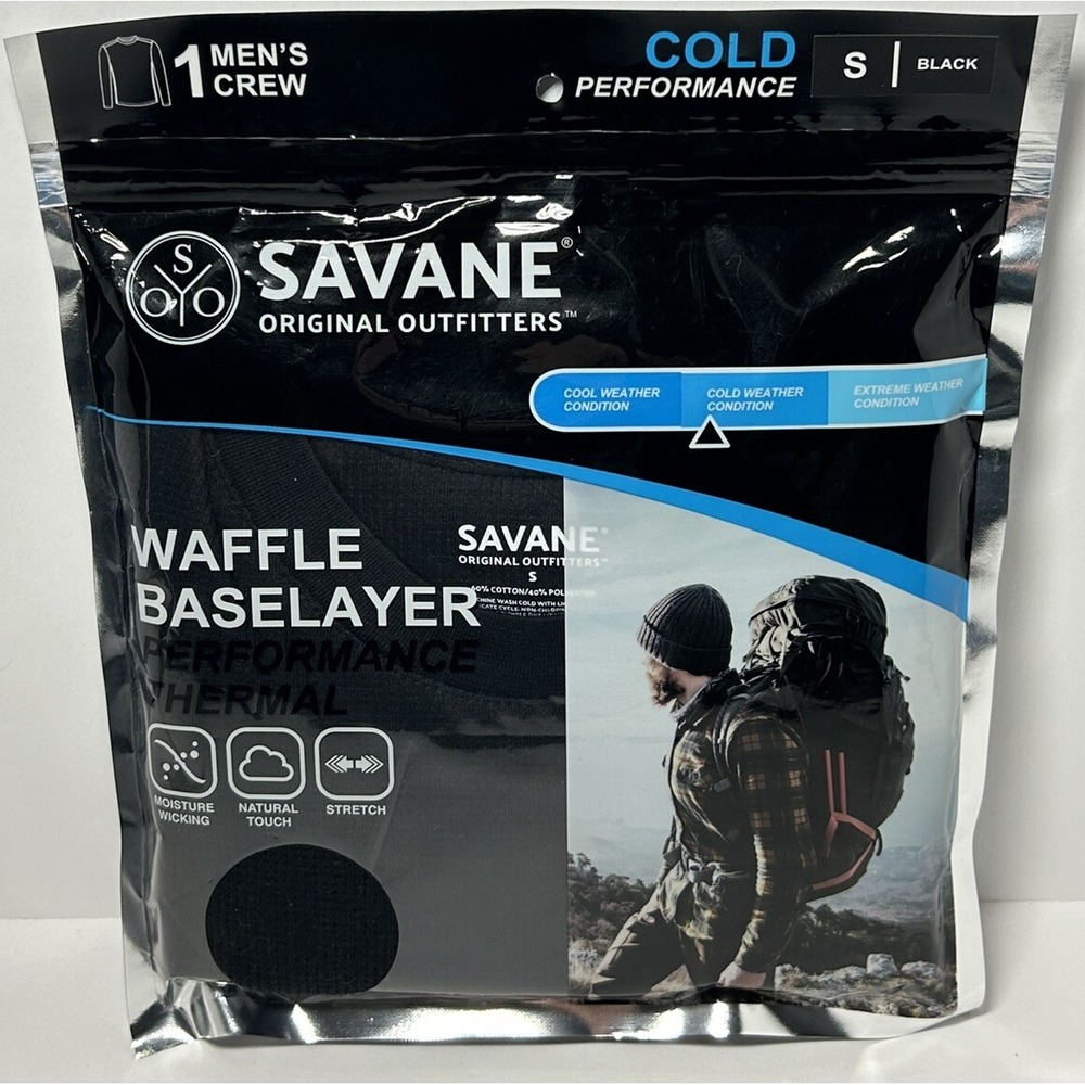 Savane Original Waffle Baselayer Cold Performance Thermal Men's Crew Size Small